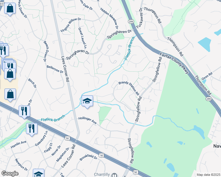 map of restaurants, bars, coffee shops, grocery stores, and more near 3754 Farmland Drive in Fairfax