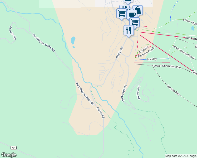 map of restaurants, bars, coffee shops, grocery stores, and more near 206 Horseshoe in Crested Butte