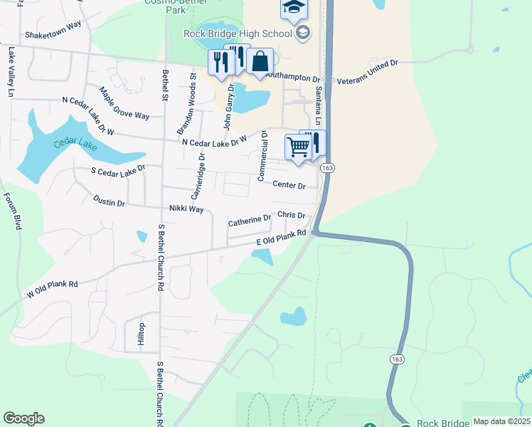map of restaurants, bars, coffee shops, grocery stores, and more near 509-511 Chris Drive in Columbia