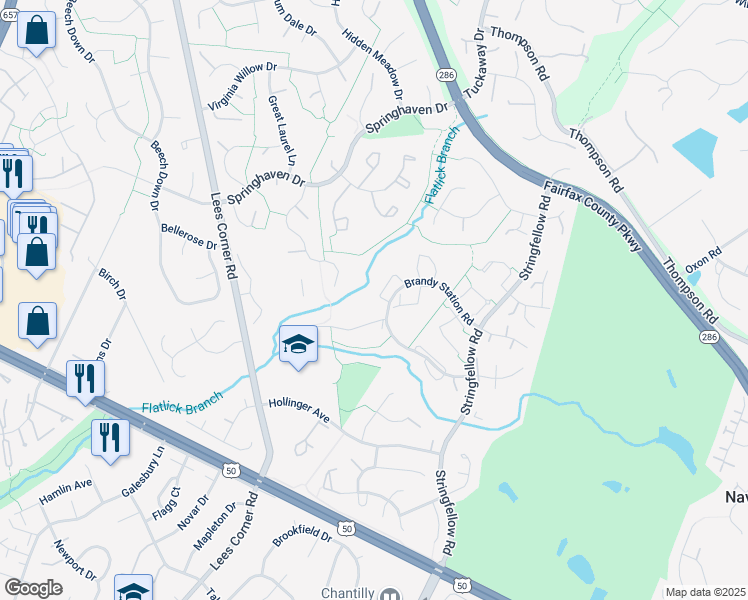 map of restaurants, bars, coffee shops, grocery stores, and more near 3750 Farmland Drive in Fairfax