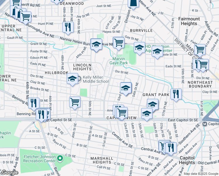map of restaurants, bars, coffee shops, grocery stores, and more near 235 Division Avenue Northeast in Washington