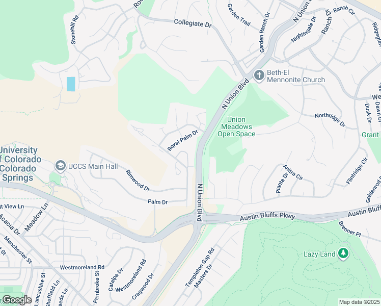 map of restaurants, bars, coffee shops, grocery stores, and more near 2305 Troy Court in Colorado Springs