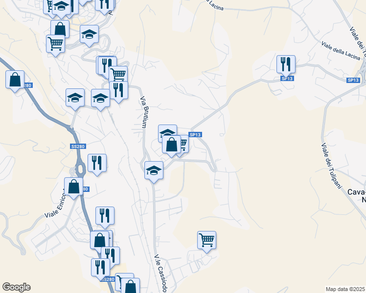 map of restaurants, bars, coffee shops, grocery stores, and more near 7 Traversa Francesco Jerace in Catanzaro