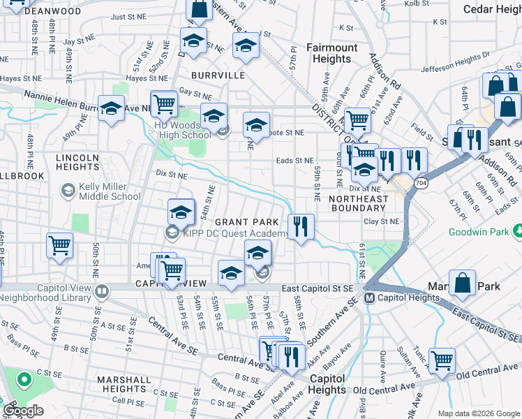 map of restaurants, bars, coffee shops, grocery stores, and more near 283 56th Place Northeast in Washington