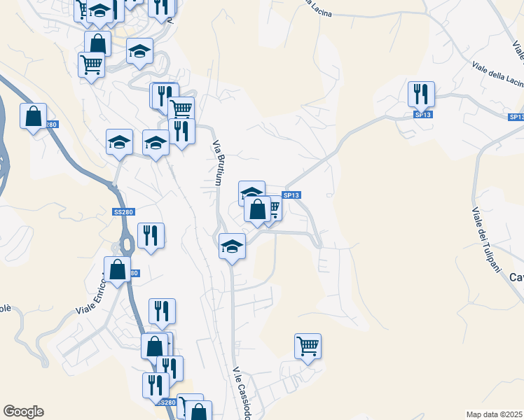 map of restaurants, bars, coffee shops, grocery stores, and more near 7 Traversa Francesco Jerace in Catanzaro