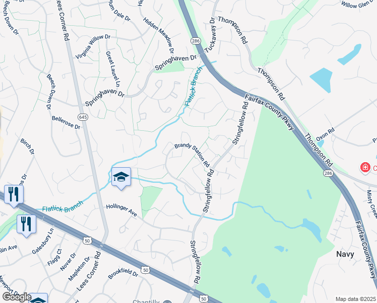 map of restaurants, bars, coffee shops, grocery stores, and more near 13301 Burkitts Road in Fairfax