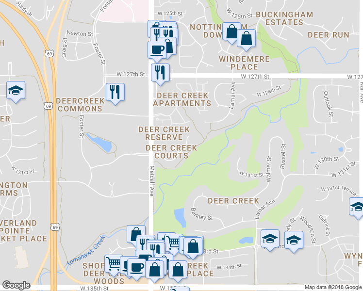 map of restaurants, bars, coffee shops, grocery stores, and more near 12920 Broadmoor St in Overland Park