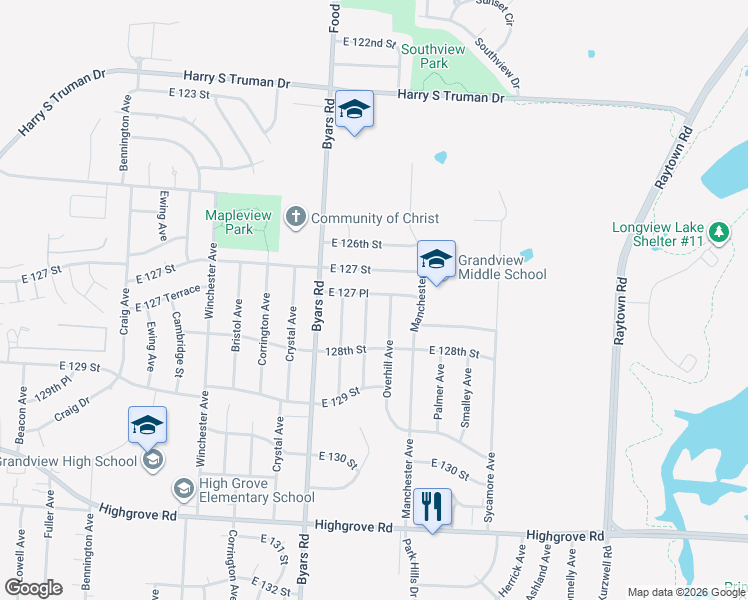 map of restaurants, bars, coffee shops, grocery stores, and more near 12717 Richmond Avenue in Grandview
