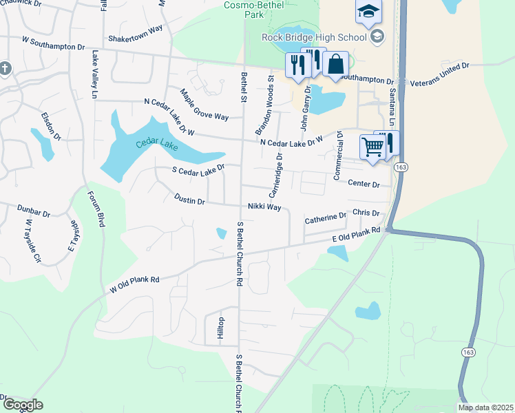 map of restaurants, bars, coffee shops, grocery stores, and more near 310 Nikki Way in Columbia