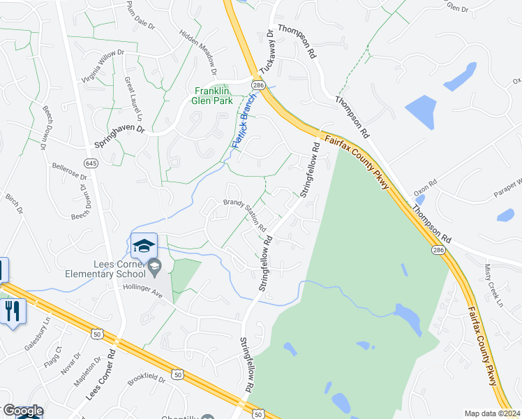 map of restaurants, bars, coffee shops, grocery stores, and more near 3700 Keefer Court in Fairfax