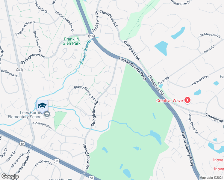 map of restaurants, bars, coffee shops, grocery stores, and more near 3616 Fishers Hill Court in Fairfax