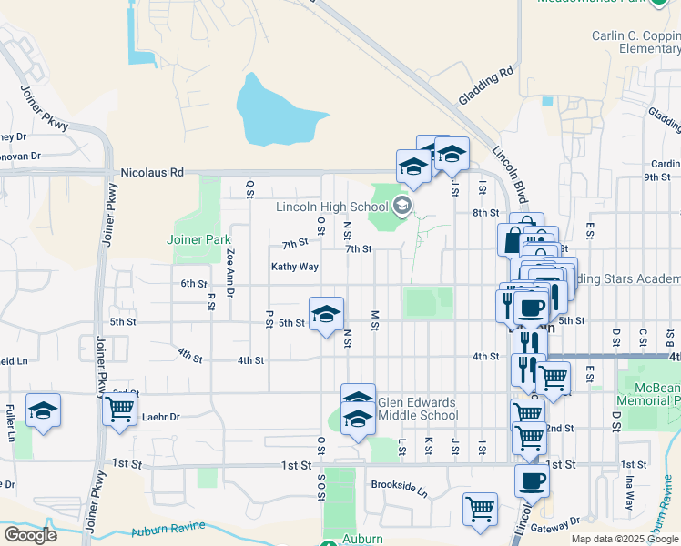 map of restaurants, bars, coffee shops, grocery stores, and more near 626 N Street in Lincoln