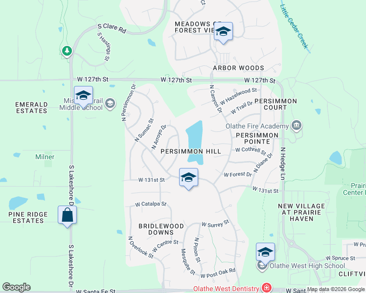 map of restaurants, bars, coffee shops, grocery stores, and more near 820 N Overlook Dr in Olathe