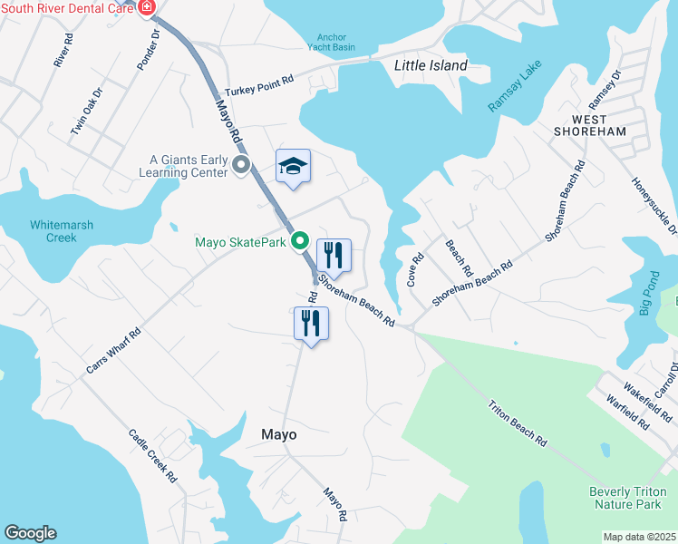 map of restaurants, bars, coffee shops, grocery stores, and more near 4108 Cove Court in Edgewater