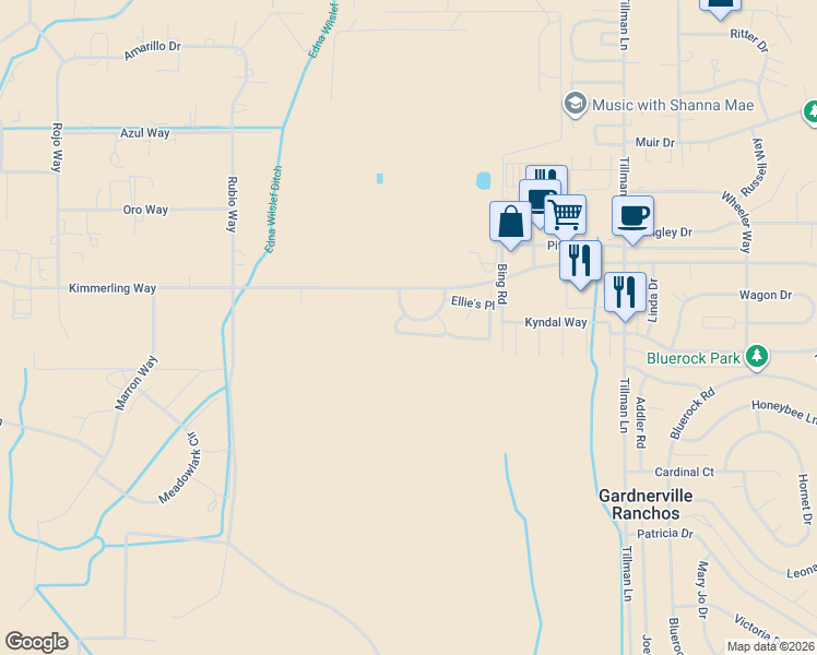 map of restaurants, bars, coffee shops, grocery stores, and more near 1213 West Cottage Loop in Gardnerville