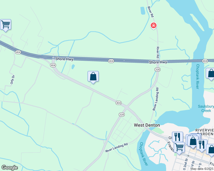 map of restaurants, bars, coffee shops, grocery stores, and more near 24778 Meeting House Rd in Denton