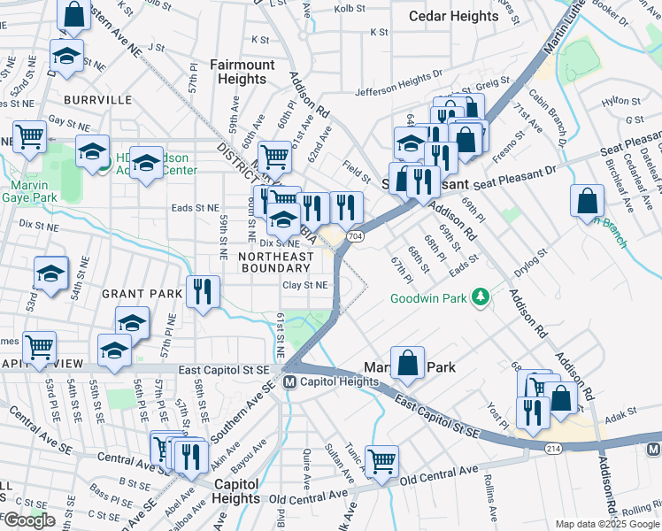 map of restaurants, bars, coffee shops, grocery stores, and more near 101 Independence Avenue Southeast in Washington