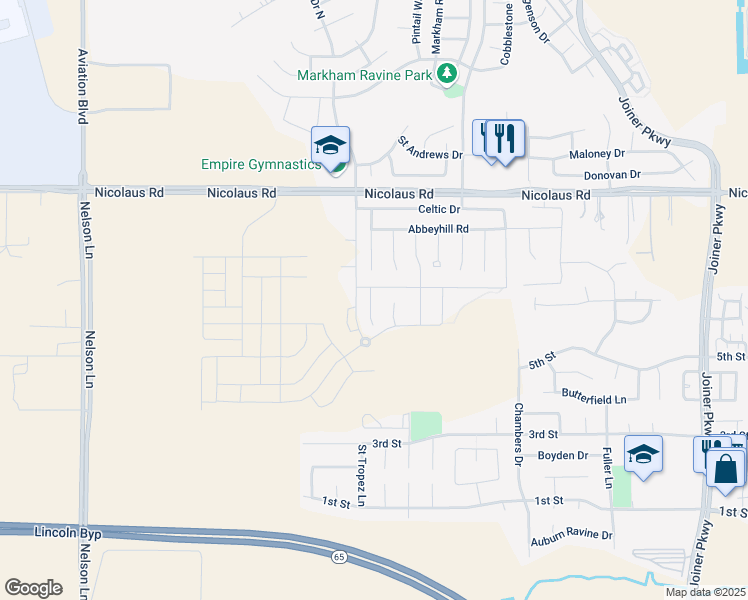 map of restaurants, bars, coffee shops, grocery stores, and more near 883 Tartan Court in Lincoln