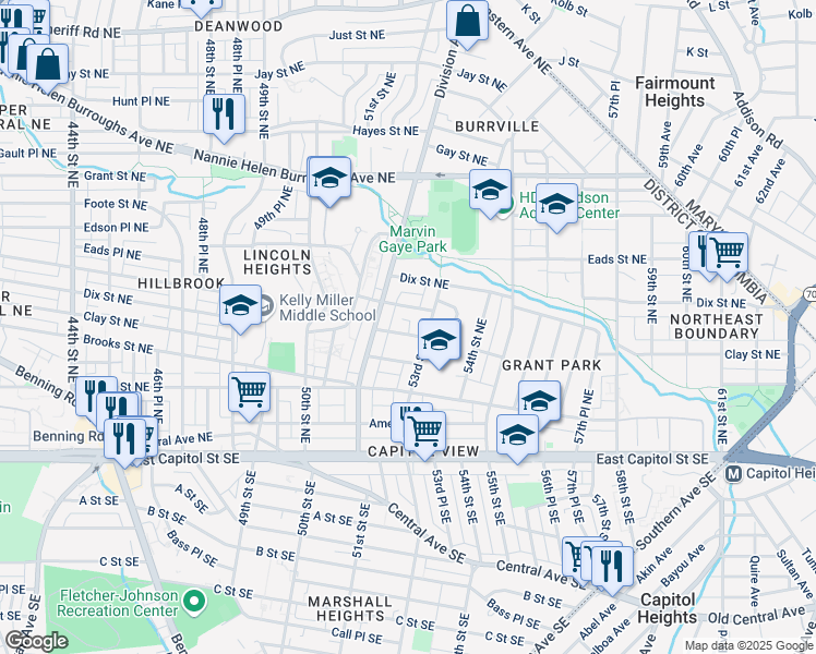 map of restaurants, bars, coffee shops, grocery stores, and more near 101 Independence Avenue Southeast in Washington