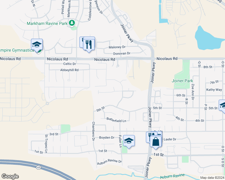 map of restaurants, bars, coffee shops, grocery stores, and more near 302 Palazzo Court in Lincoln