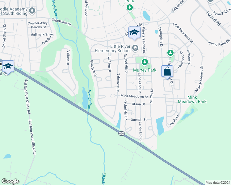 map of restaurants, bars, coffee shops, grocery stores, and more near 43327 Ritter Lane in Chantilly