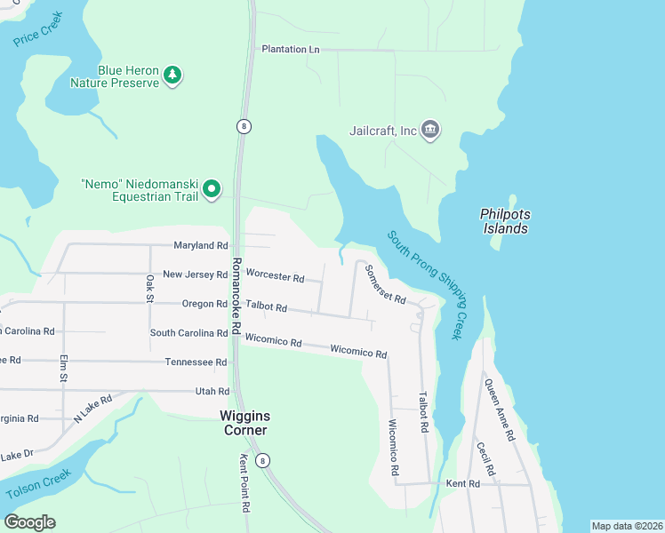 map of restaurants, bars, coffee shops, grocery stores, and more near 115 Caroline Road in Stevensville