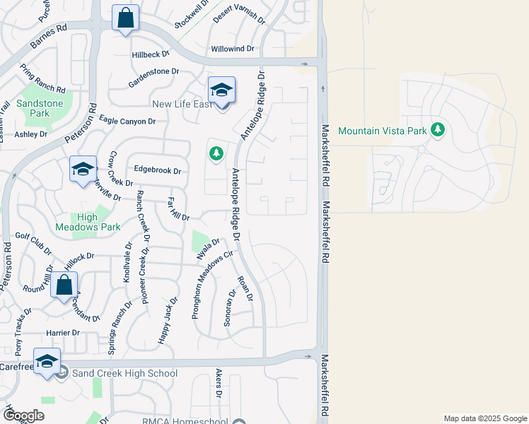 map of restaurants, bars, coffee shops, grocery stores, and more near 4240 Gray Fox Heights in Colorado Springs