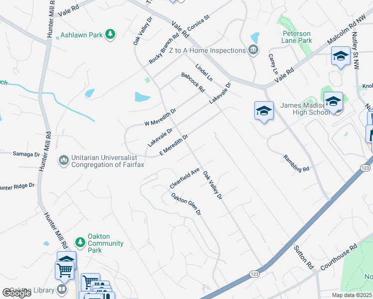 map of restaurants, bars, coffee shops, grocery stores, and more near 10000 Fairoaks Road in Vienna