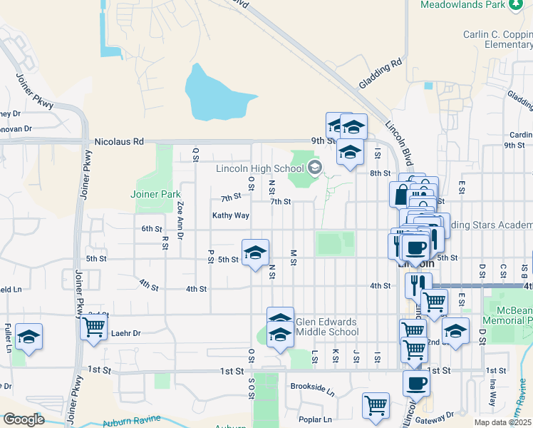 map of restaurants, bars, coffee shops, grocery stores, and more near 626 N Street in Lincoln