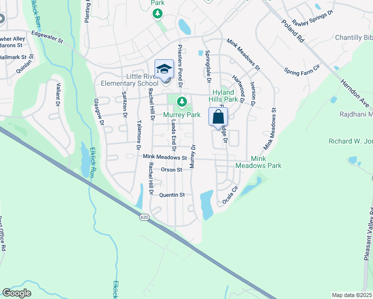 map of restaurants, bars, coffee shops, grocery stores, and more near 43525 Laidlow Street in Chantilly