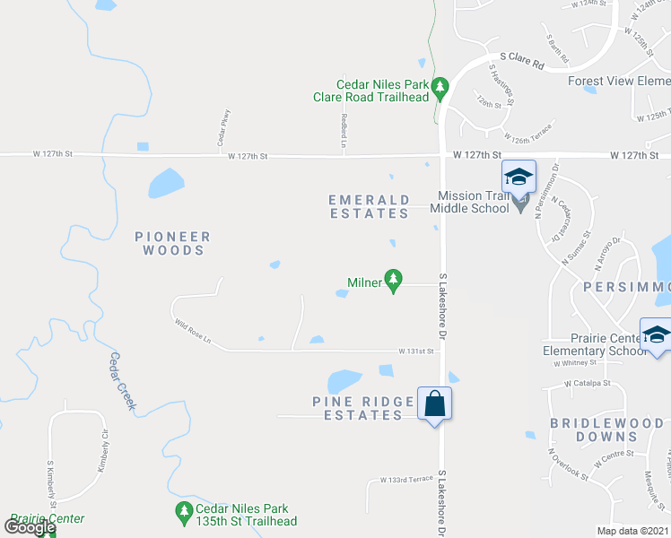 map of restaurants, bars, coffee shops, grocery stores, and more near 25110 West 129th Terrace in Olathe
