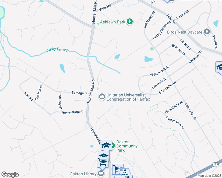 map of restaurants, bars, coffee shops, grocery stores, and more near 10309 Hickory Forest Drive in Oakton