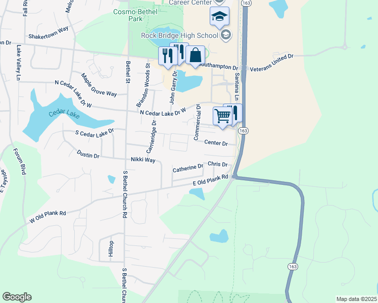 map of restaurants, bars, coffee shops, grocery stores, and more near 5149 Commercial Drive in Columbia