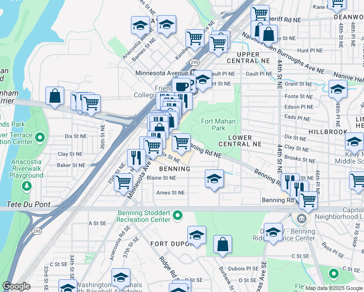 map of restaurants, bars, coffee shops, grocery stores, and more near 101 Independence Avenue Southeast in Washington