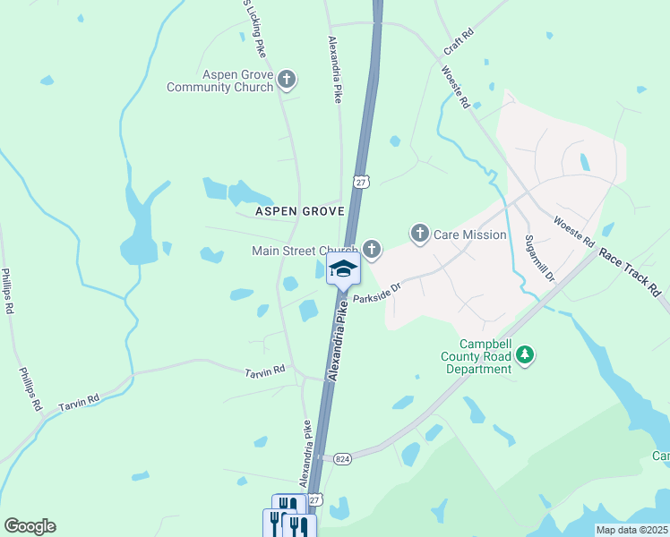 map of restaurants, bars, coffee shops, grocery stores, and more near 11093-11179 Alexandria Pike in Alexandria