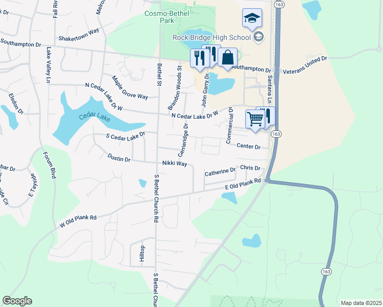 map of restaurants, bars, coffee shops, grocery stores, and more near 5013-5015 Betty Jean Way in Columbia