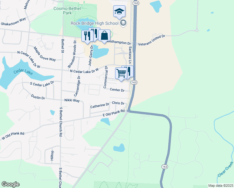 map of restaurants, bars, coffee shops, grocery stores, and more near 5017 South Providence Road in Columbia