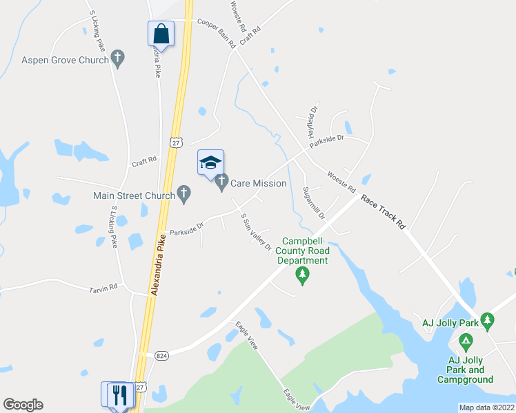 map of restaurants, bars, coffee shops, grocery stores, and more near 11212 Doubletree Court in Alexandria