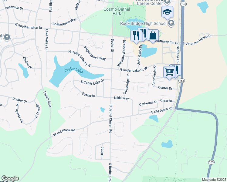 map of restaurants, bars, coffee shops, grocery stores, and more near 310 Dorothy Dean Drive in Columbia