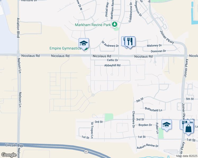 map of restaurants, bars, coffee shops, grocery stores, and more near 863 Tartan Court in Lincoln