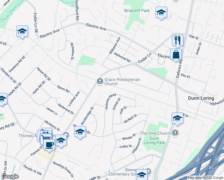 map of restaurants, bars, coffee shops, grocery stores, and more near 2327 Little Sorrel Court in Vienna