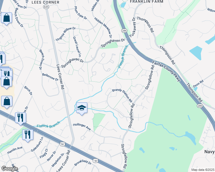 map of restaurants, bars, coffee shops, grocery stores, and more near 3716 Farmland Drive in Fairfax
