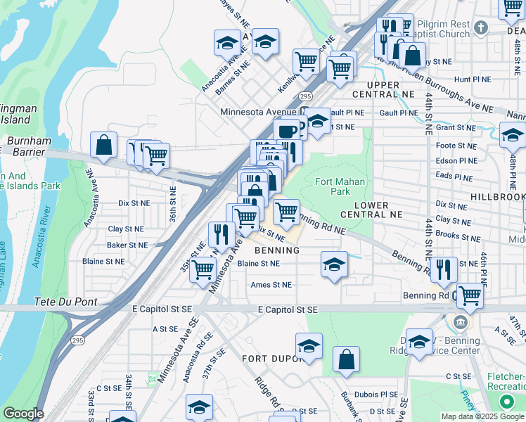 map of restaurants, bars, coffee shops, grocery stores, and more near 101 Independence Avenue Southeast in Washington