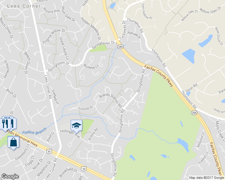 map of restaurants, bars, coffee shops, grocery stores, and more near 3759 Mazewood Lane in Fairfax