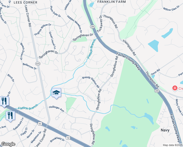 map of restaurants, bars, coffee shops, grocery stores, and more near 3759 Mazewood Lane in Fairfax