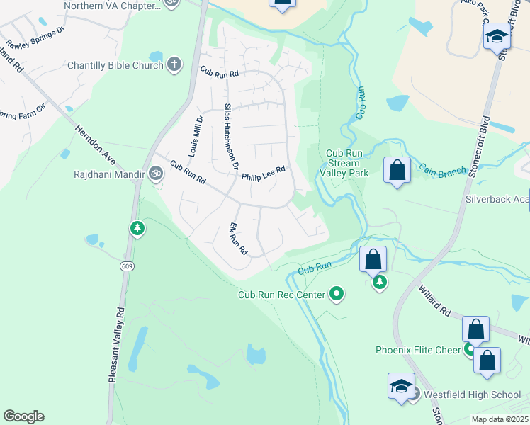 map of restaurants, bars, coffee shops, grocery stores, and more near 4517 Samuels Pine Road in Chantilly