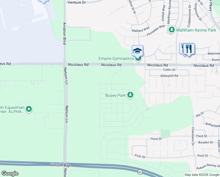 map of restaurants, bars, coffee shops, grocery stores, and more near 2821-3099 Nicolaus Road in Lincoln
