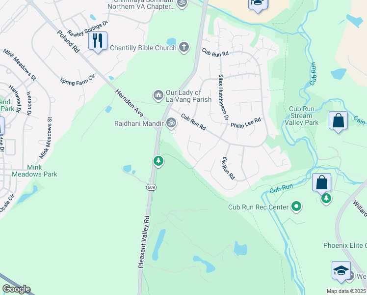 map of restaurants, bars, coffee shops, grocery stores, and more near 4611 Norris Court in Chantilly