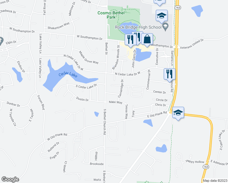 map of restaurants, bars, coffee shops, grocery stores, and more near 311 Dads Way in Columbia