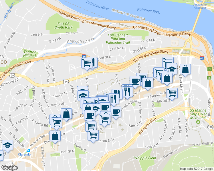 map of restaurants, bars, coffee shops, grocery stores, and more near 101 Independence Avenue Southeast in Washington